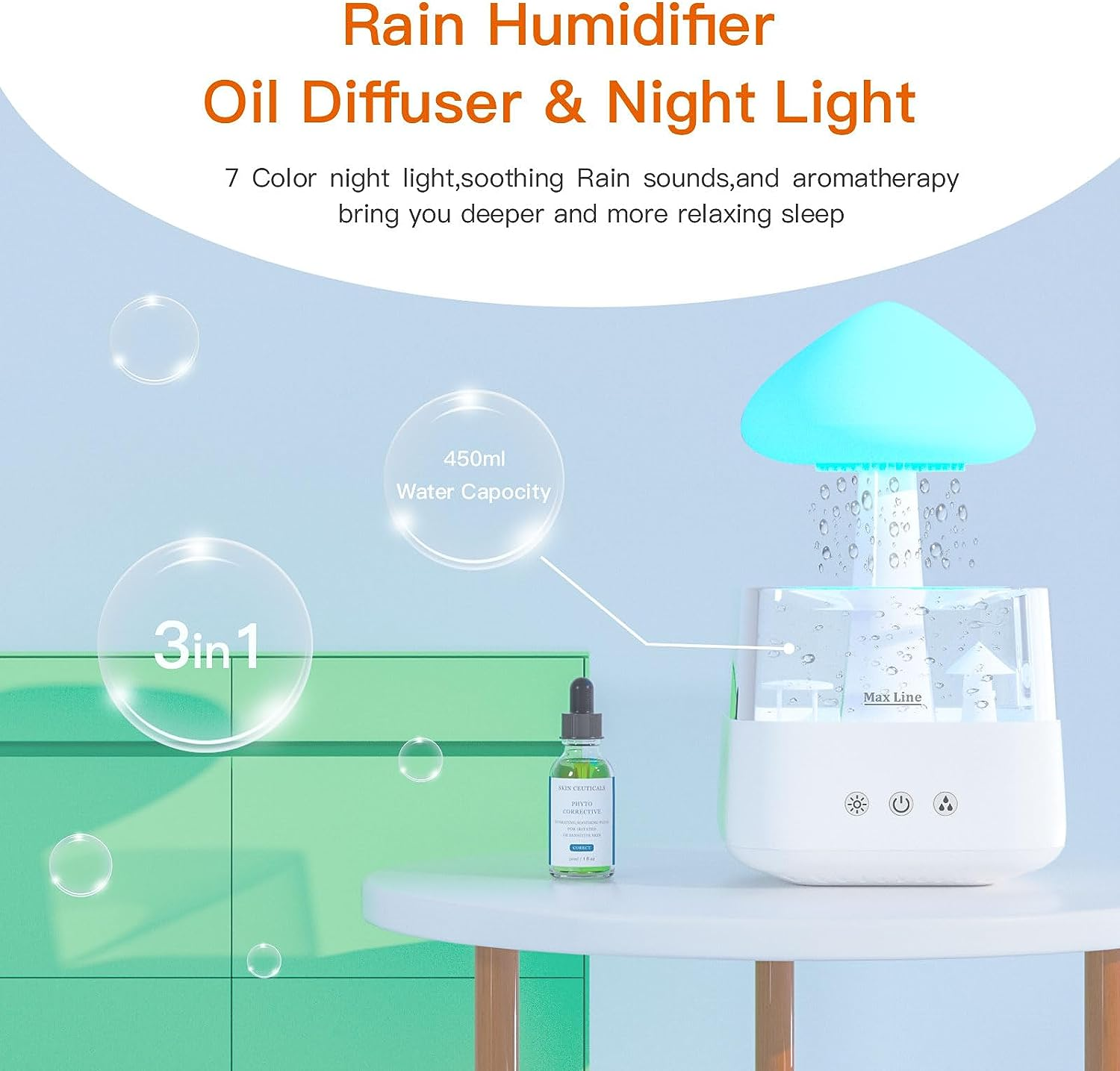 Colorful Cloud And Rain Humidifier, Aroma Diffuser